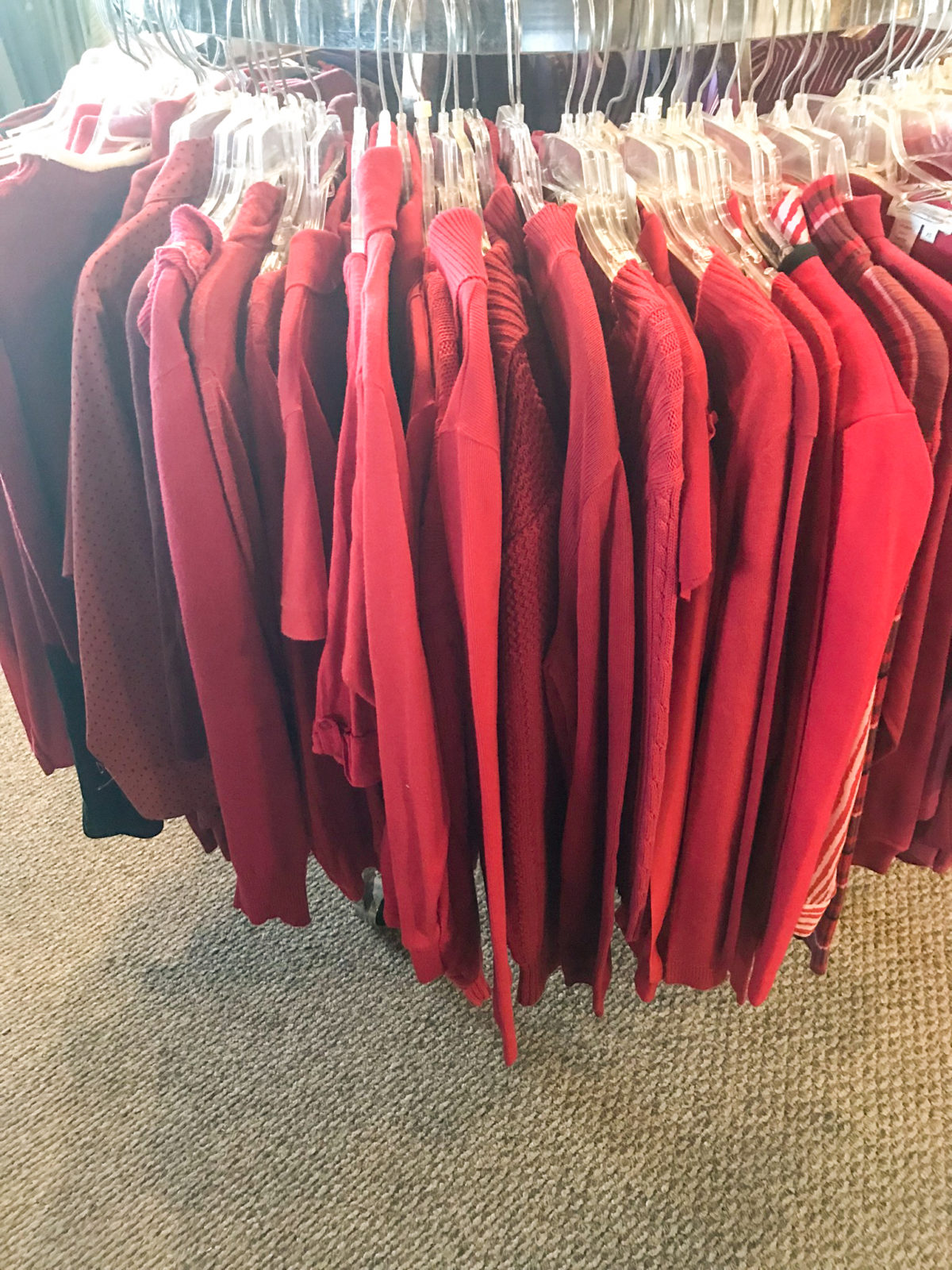 Red Sweaters Galore! • We have a nice selection of red sweaters in various sizes. Come on in and try one on! Everyone needs a red sweater for the Holidays!