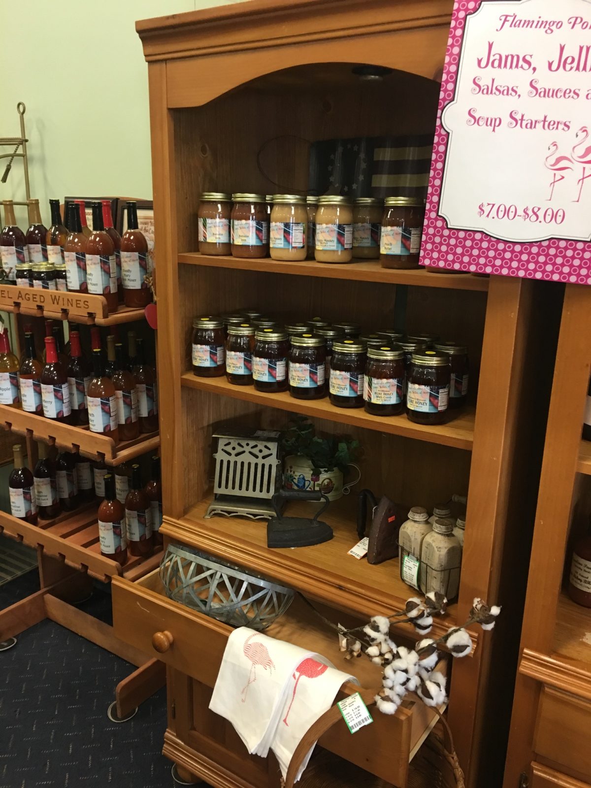 Jams, Jellies and Salsa • Products from local farm in North Carolina. Funky Monkey Butter spread, Traffic Jam, Toe Jam, Muscadine Preserves and many more! Add to that a line of Ciders, Blueberry Cider, Peach Cider and BlackBerry Cider.   Pineapple Salsa and others.